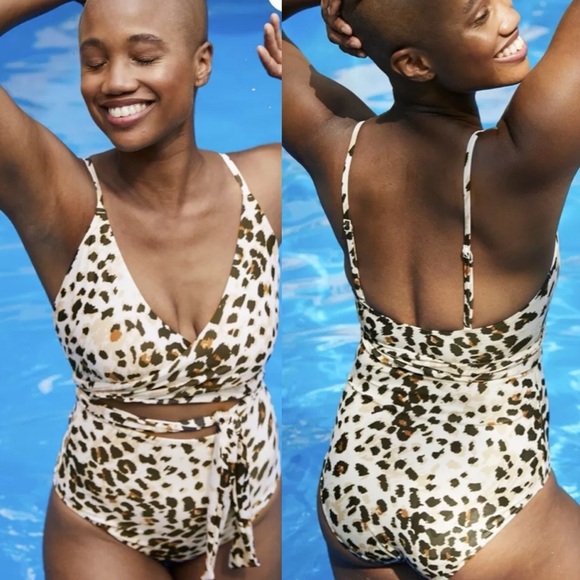 aerie Other - Aerie wrap leopard onepiece swimsuit size Large